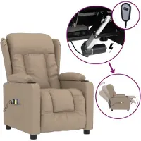 vidaXL Massagestoel elektrisch kunstleer cappuccinokleurig