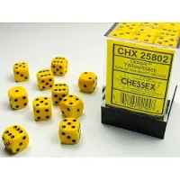 Chessex Opaque Geel/Zwart D6 12mm Dobbelsteen Set (36 stuks)
