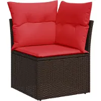 vidaXL Tuinhoekbank met kussens poly rattan bruin