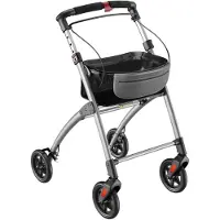 Aktiv shop GmbH Lichtgewicht Rollator – 54 cm - Opvouwbaar met Dienblad & Stoffen Mandje - Aluminium