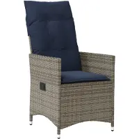 vidaXL Tuinstoel verstelbaar met kussens poly rattan grijs