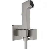 Hansgrohe bidethanddouche 1jet e ecosmart voor koud water met douchehouder en doucheslang 125 cm, brushed black chrome