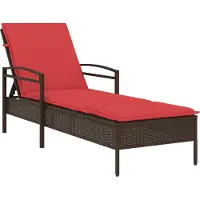 vidaXL | Ligstoel | met kussen Bruin 63 x 200 x 81 cm poly rattan
