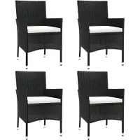 vidaXL Tuinstoelen met kussens 4 st zwart poly rattan (alleen VK/IE/FI/NO)