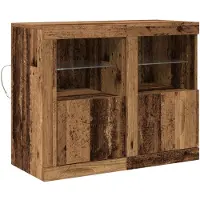 vidaXL LED Dressoir 2 st 41 x 37 x 67 cm Bewerkt hout Oudhout