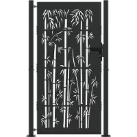 vidaXL Tuinpoort met slot Zwart 110 x 180 cm Gepoedercoat staal