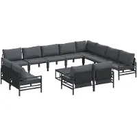 vidaXL Tuinbank Set met kussen 13 pcs Zwart Staal
