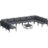 vidaXL Tuinbank Set 11 st Zwart Staal