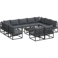 vidaXL Tuinbank Set 12 st Zwart Aluminium
