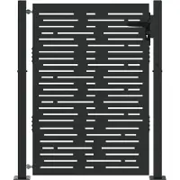 vidaXL - Tuinpoort - met - slot - Zwart - 110 - x - 155 - cm - Gepoedercoat - staal