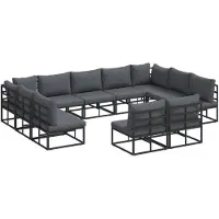 vidaXL Tuinbank Set 11 st Zwart Aluminium