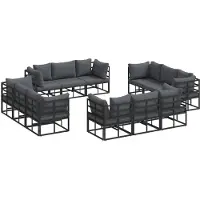 vidaXL Tuinbank Set 12 st Zwart Metaal