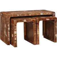 vidaXL Nesttafel 3 pcs Bruin Massief Gerecycleerd Hout