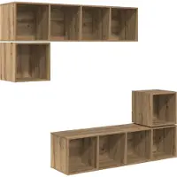 vidaXL Tv-meubelset 4 st Artisan Eiken Bewerkt hout