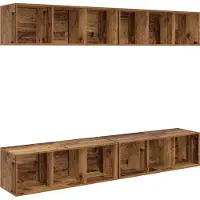 vidaXL Tv-meubelset 4 st Oud Hout Bewerkt hout