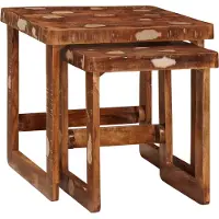 vidaXL Nesttafels 2 st Bruin 46 x 46 x 45 cm Massief Gerecycleerd Hout