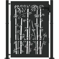 vidaXL Tuinpoort 110 x 130 cm Gepoedercoat staal Zwart Vergrendelbaar