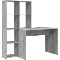vidaXL Bureau met plank Grijs Sonoma 138,5 x 55 x 143 cm Bewerkt hout