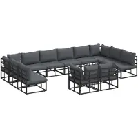 vidaXL Tuinbank Set 12 st Zwart Aluminium