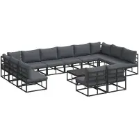 vidaXL Tuinbank Set 13 st Zwart Aluminium
