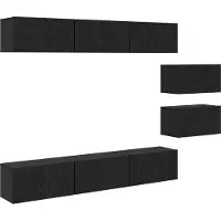 vidaXL Tv-meubelset 8 st Zwart Eiken Bewerkt hout