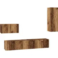 vidaXL Wand TV Kast 4 st Oud Hout Bewerkt hout