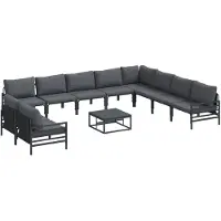 vidaXL Tuinbank Set 11 st Zwart Staal