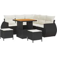 vidaXL Tuinbank Set 8 st 7-Aantal zitplaatsen Zwart en Crème