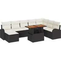 vidaXL Tuinset, 9-delig, zwart, polyrotan