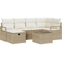 vidaXL Bankstel 7 st 6-Aantal zitplaatsen Beige en Crème poly rattan