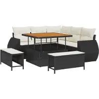 vidaXL Tuinbank Set 8 st 7-Aantal zitplaatsen Zwart en Crème