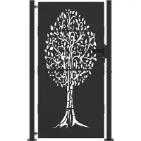 vidaXL Tuinpoort 110 x 205 cm Poedercoated staal Zwart Vergrendelbaar