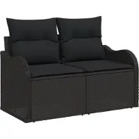 vidaXL Tuinbank Set 6 st Zwart Poly Riet