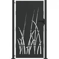 vidaXL Tuinpoort 110 x 205 cm Poedercoated staal Zwart Vergrendelbaar