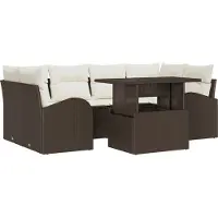 vidaXL Tuinbank Set 7 st Bruin Poly Riet