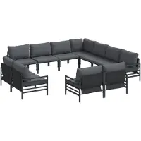 vidaXL Tuinbank Set 11 st Zwart Staal
