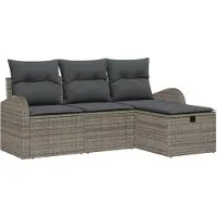 vidaXL Tuinset met 4 zitplaatsen, grijs, polyrotan
