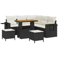 vidaXL Tuinset met tuinbank, 8 stuks, zwart, polyrotan