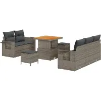 vidaXL Tuinbank Set 10 st Grijs poly rattan