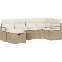 vidaXL Bankstel 6 st 6-Aantal zitplaatsen Beige en Crème poly rattan
