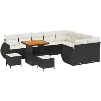 vidaXL Tuinbank Set 12 st 12-Aantal zitplaatsen Zwart en Crème