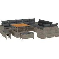 vidaXL Tuinbank Set 17 st 12-Aantal zitplaatsen Grijs poly rattan