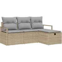 vidaXL Bankstel 4 st 4-Aantal zitplaatsen Beige en Lichtgrijs