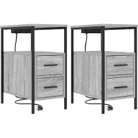 vidaXL Nachtkastje 2 st Grijs Sonoma 30 x 48 x 61 cm Bewerkt hout