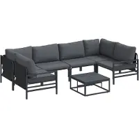 vidaXL Tuinbank Set 7 st Zwart Staal