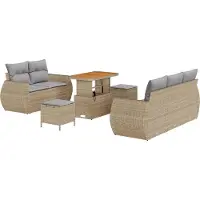 vidaXL Tuinbank Set 8 st 5-Aantal zitplaatsen Beige en Lichtgrijs