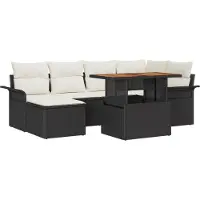 vidaXL Tuinset, 7-delig, zwart, polyrotan