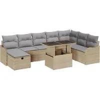 vidaXL Tuinbank Set 9 st Beige poly rattan