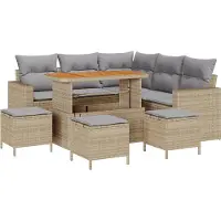 vidaXL Tuinbank Set 10 st 7-Aantal zitplaatsen Beige en Lichtgrijs
