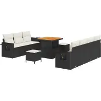 vidaXL Tuinbank Set 10 st 7-Aantal zitplaatsen Zwart en Crème